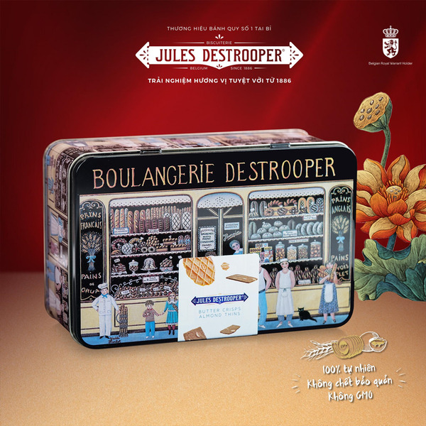 Tặng bánh Jules Destrooper Boulangeries 383g thay thành ý đến đối tác, khách hàng mệnh Mộc