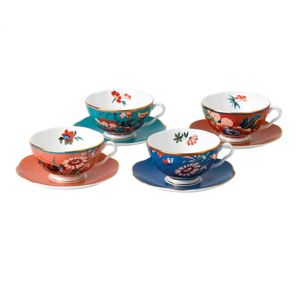 Hộp 4 bộ cốc kèm đĩa lót Wedgwood Paeonia Blush